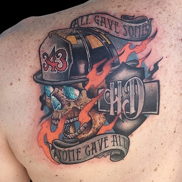 Firefighter tattoos Harley Davidson tattoo