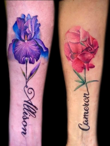 Color realism flower tattoos