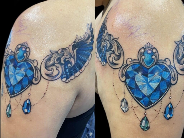 gem crystal wing tattoo