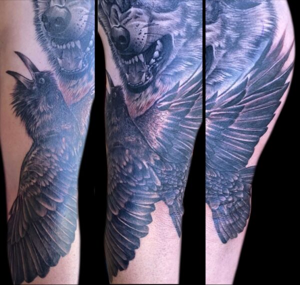 sparrow wolf tattoo
