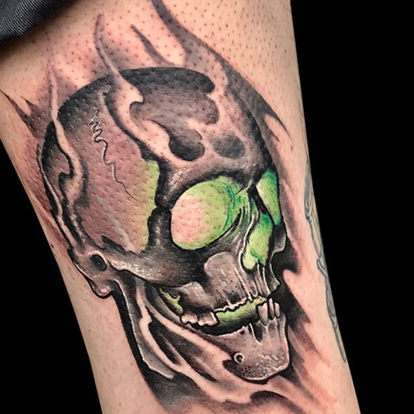 Glowing skull tattoo