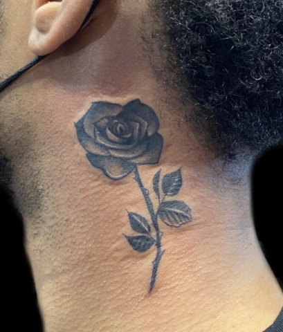 behind the ear flower tattoo design