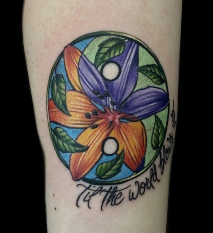 floral stained glass tattoo