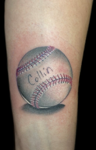 realistic color baseball tattoo