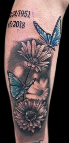 Floral butterfly tattoo