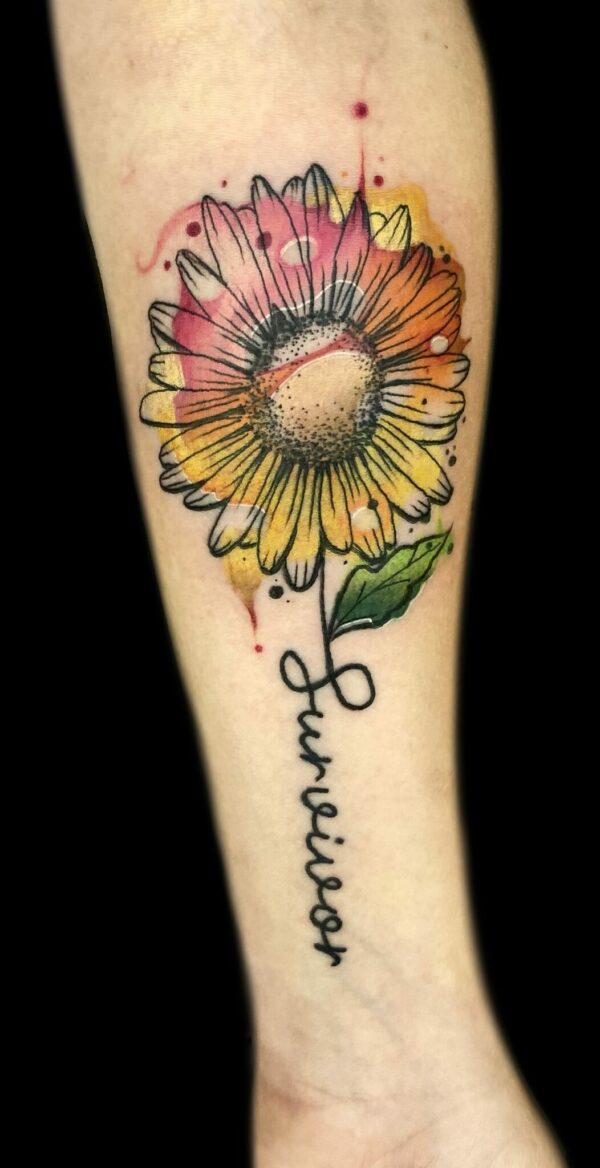 Watercolor floral tattoo