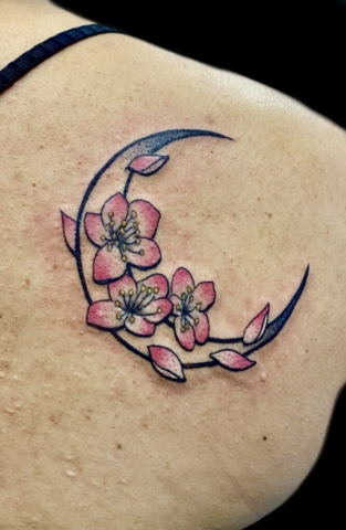 Crescent moon tattoo design
