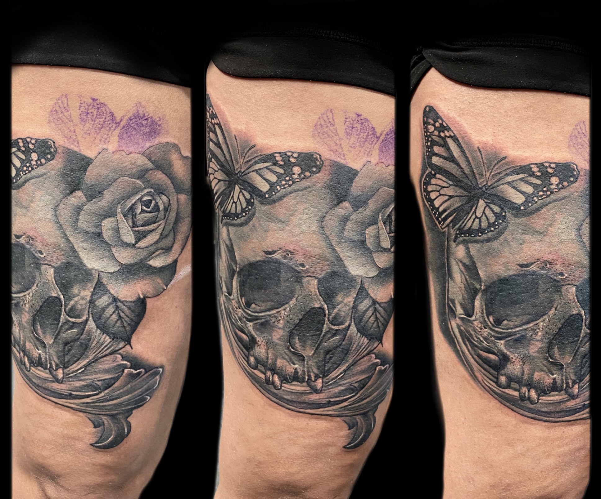 Floral skull tattoo