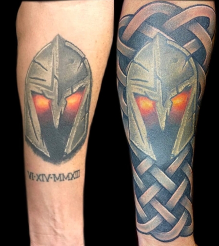 Celtic knights helmet tattoo vgk tattoo