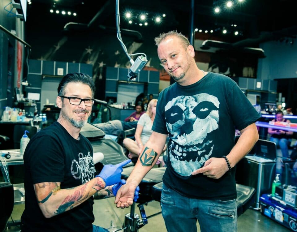 Revolt Tattoos artist Joey Hamilton in Las Vegas Fashion Show Mall tattoo shop location