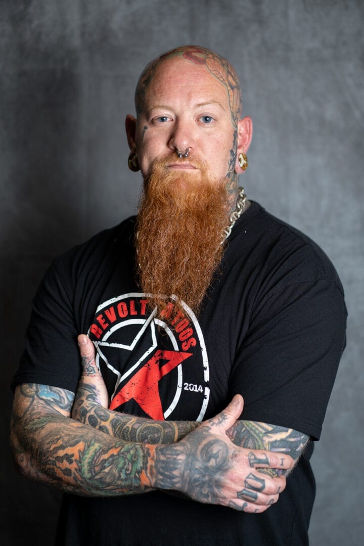 Brad Huntington, tattoo artist at Revolt Tattoos