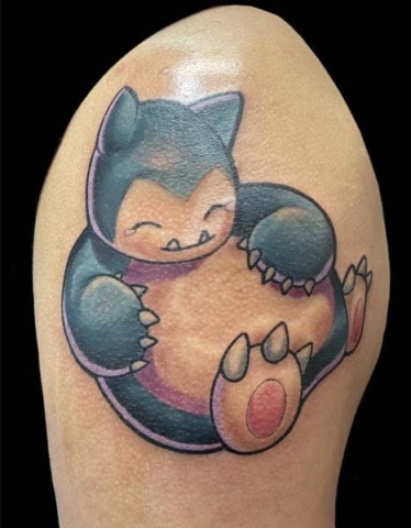 Snorlax tattoo, Pokémon tattoo