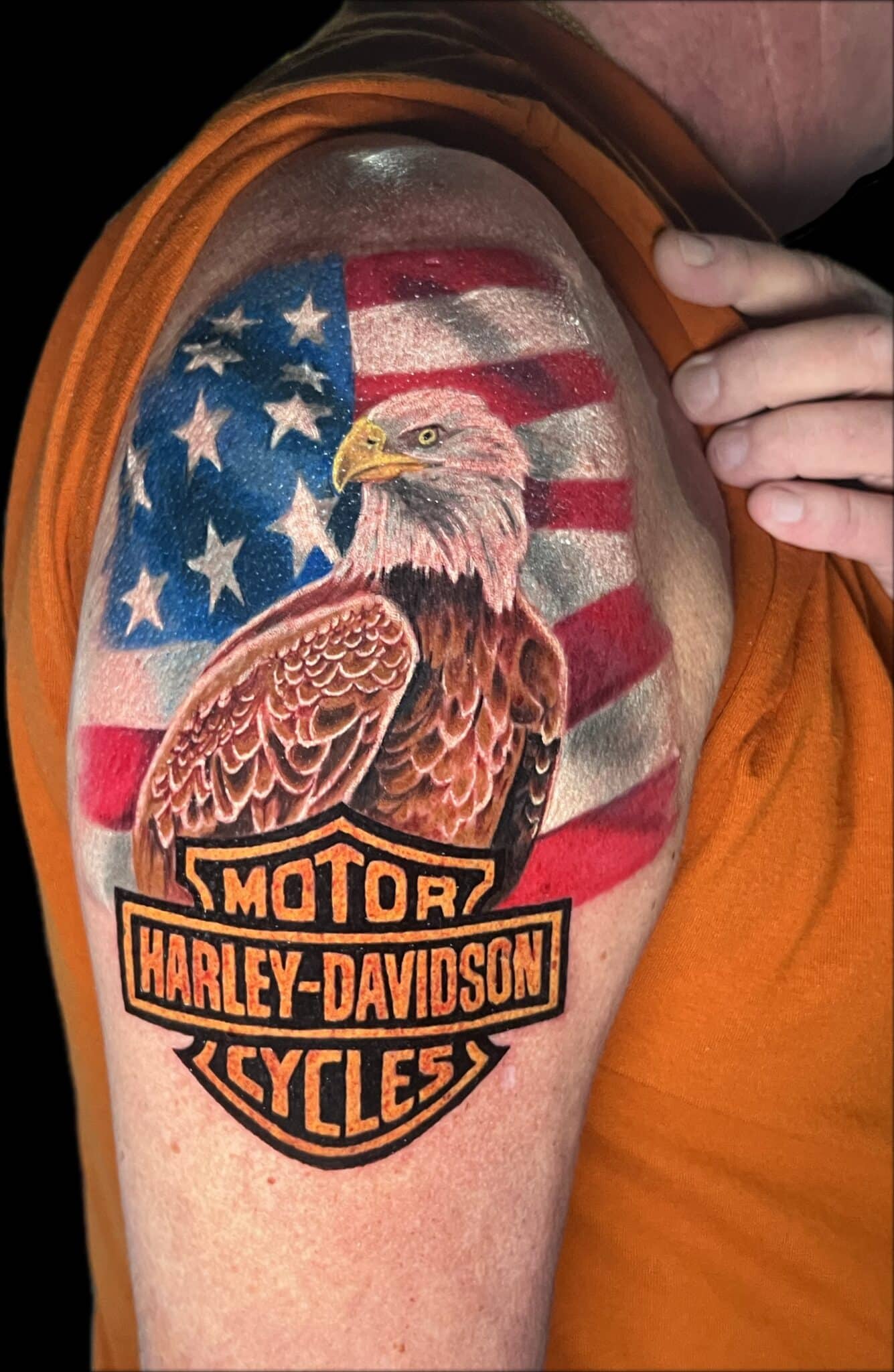 american eagle design, Steve Rivas, artist at Revolt Tattoos