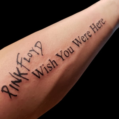 lettering tattoo pink floyd quote