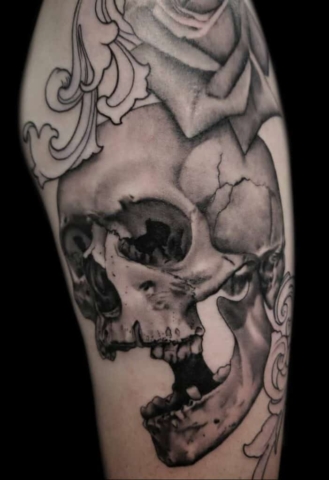 Realistic skull tattoo