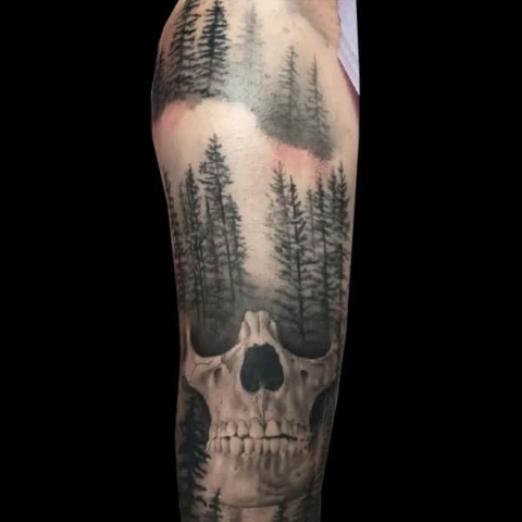 nature skull tattoo