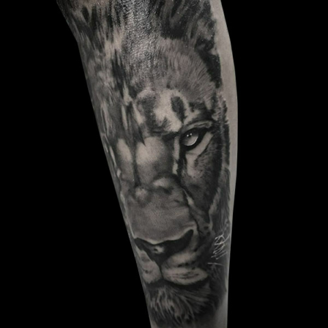 realistic lion tattoo