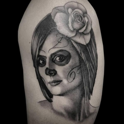 day of the dead portrait tattoo