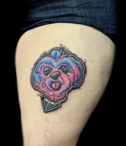 dog patch stitch tattoo, Danny DaVinci, Artist, Revolt Tattoos