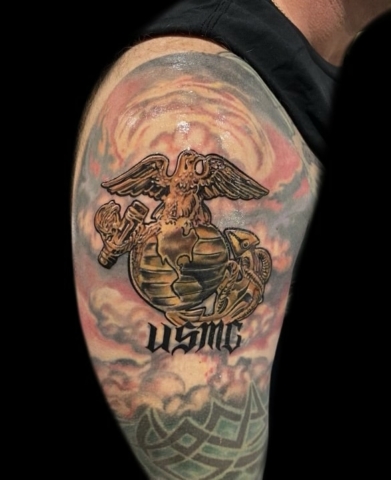 EGA USMC tattoo, Danny DaVinci, Artist, Revolt Tattoos