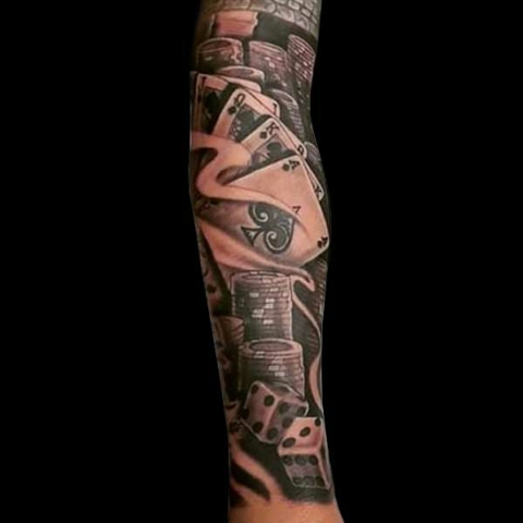 las vegas gambling tattoo, Danny DaVinci, Artist, Revolt Tattoos