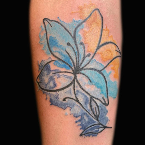 flower watercolor design, Russell Loo, Artist at Revolt Tattoos