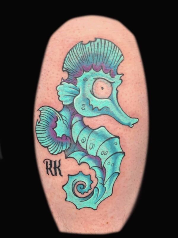 seahorse tattoo, Russell Loo, Artist at Revolt Tattoos