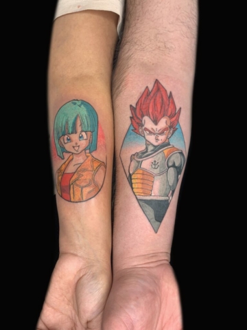 anime matching tattoos, Russell Loo, Artist at Revolt Tattoos