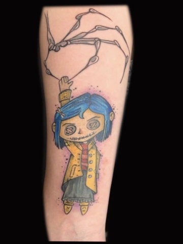 Coraline tattoo, Russell Loo, Artist at Revolt Tattoos