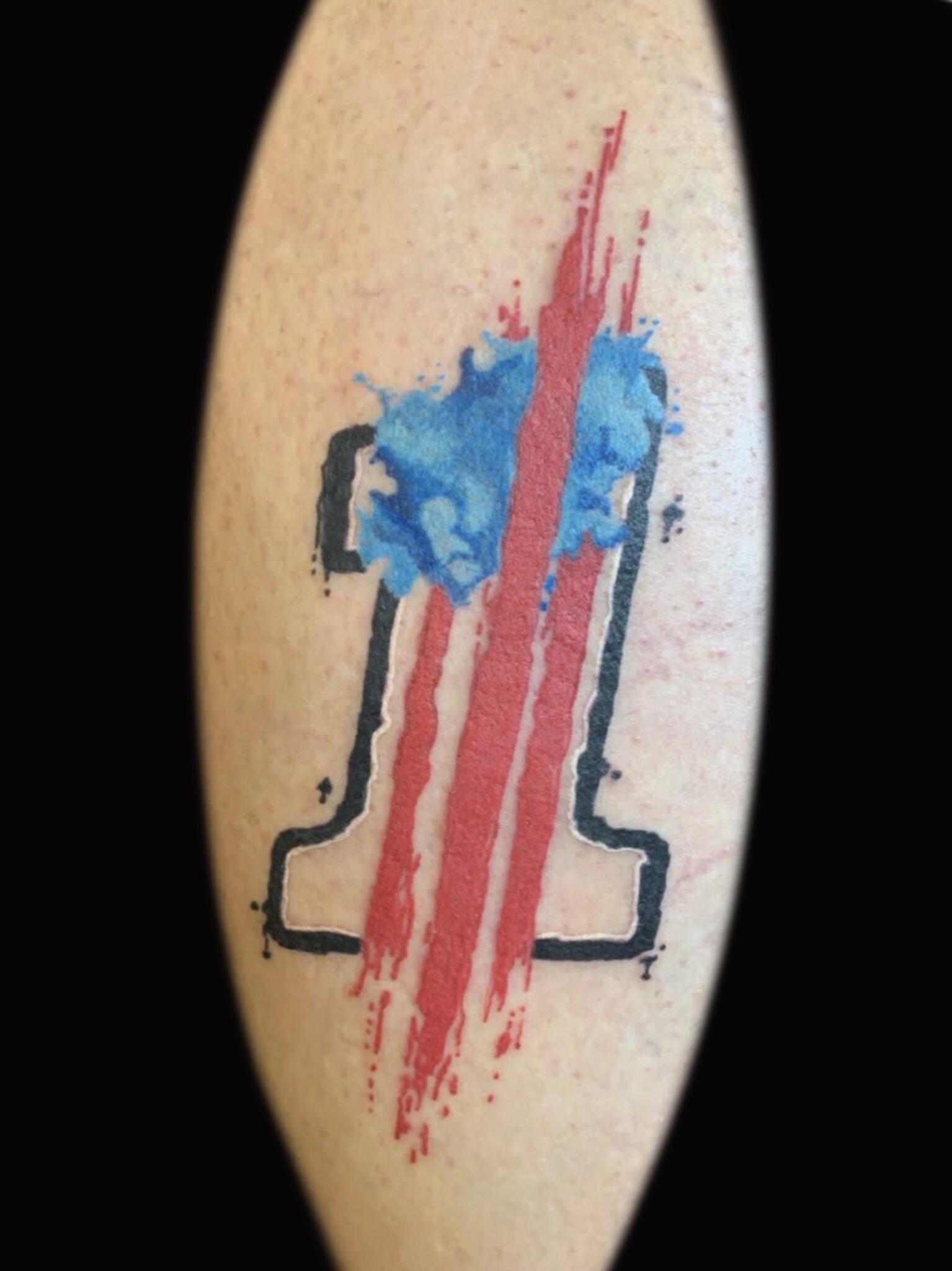 Watercolor racer tattoo,Russell Loo, Artist at Revolt Tattoos