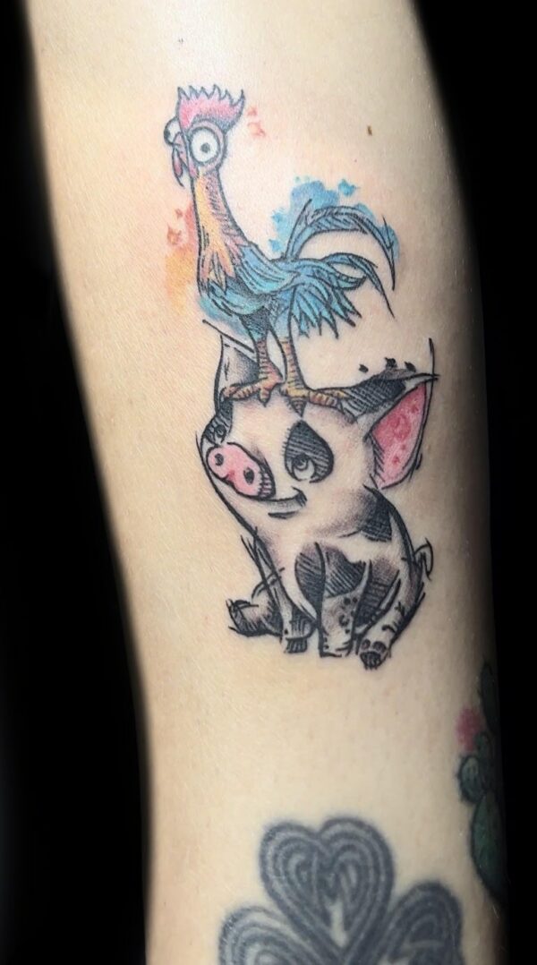 rooster and pig tattoo