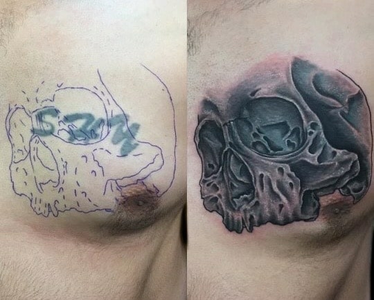skull coverup tattoo