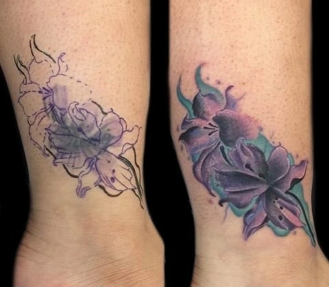 flower coverup tattoo