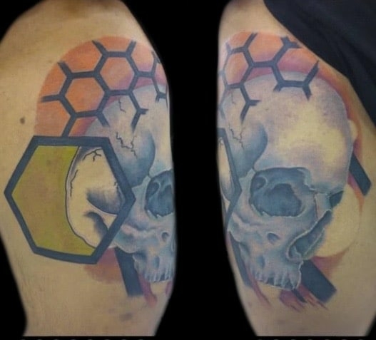 skull geometric tattoo