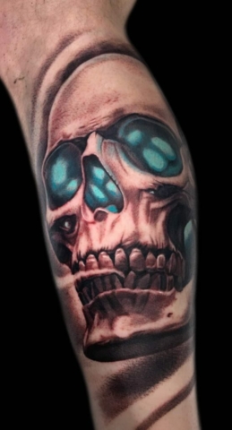 glowing skull tattoo