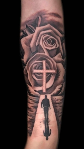 religious rose tattoo