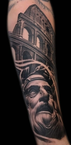 realistic statue tattoo