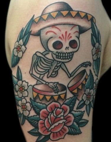 day of the dead mariachi traditional tattoo