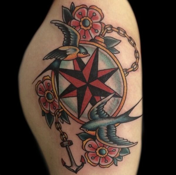 compass sparrow nautical tattoo