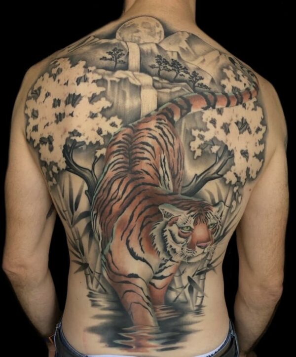 tiger backpiece tattoo