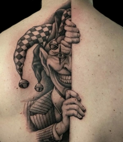 jester tattoo, realistic