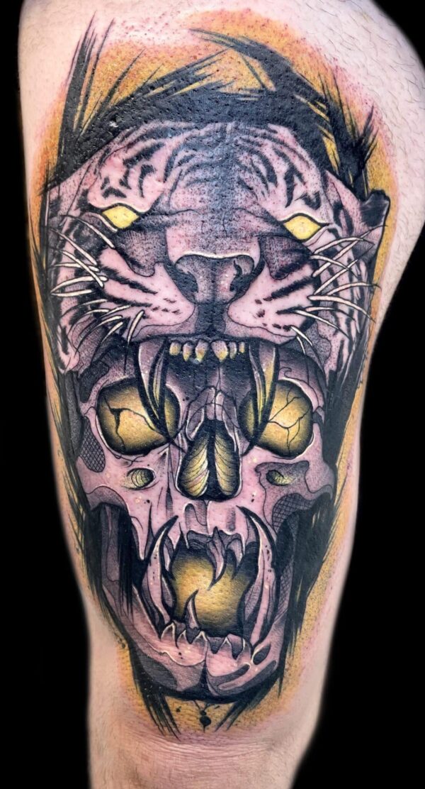 skull and tiger tattoo