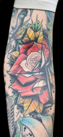 Traditional rose tattoo