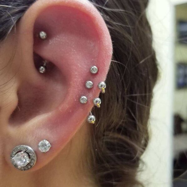 cartilage, tragus, and ear lobe piercing