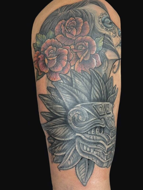 Aztec tattoo, Danny DaVinci, Artist, Revolt Tattoos