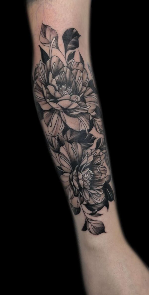 floral peony tattoo