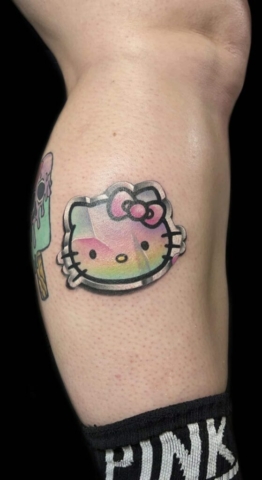 hello kitty sticker tattoo, Danny DaVinci, Artist, Revolt Tattoos