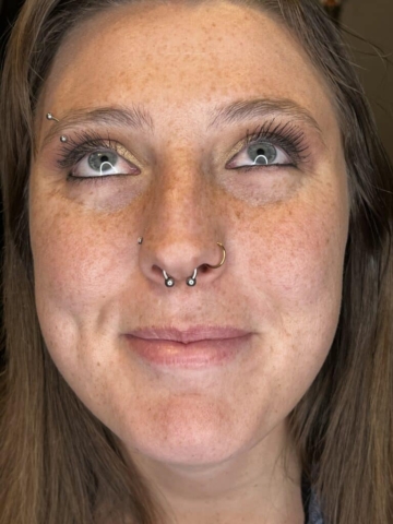 septum, eyebrow, nostril piercing