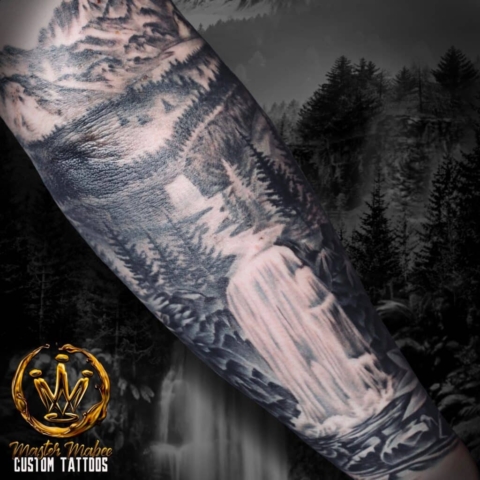 waterfall nature tattoo
