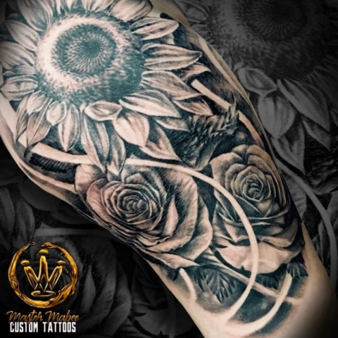 floral sunflower tattoo